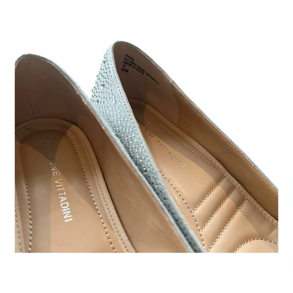 Adrienne Vittadini Woman’s Silver Studded Block Heels Size 9